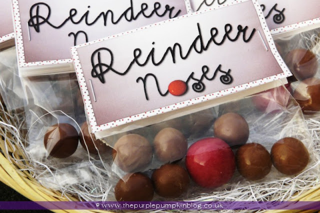 Bags of Reindeer Noses | Christmas Party Favors | The Purple Pumpkin Blog