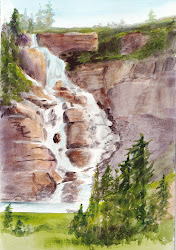 waterfall watercolor painting artwork bunny copy