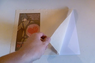 Printing a Valentine on fabric using an ink jet printer, Removing the muslin from the Card stock