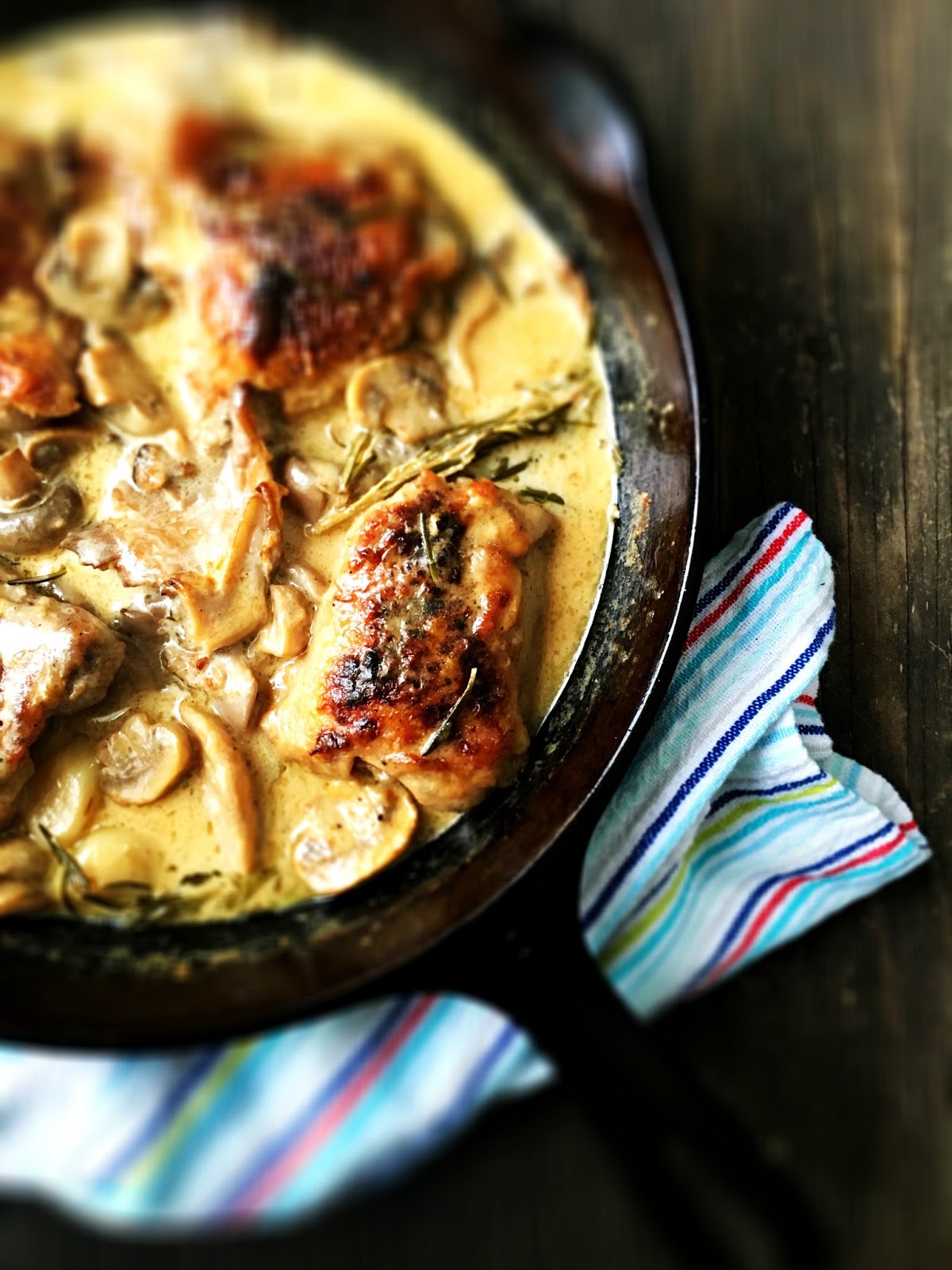 sweetsugarbean Braised Chicken Thighs in a Mushroom Lemon Cream Sauce