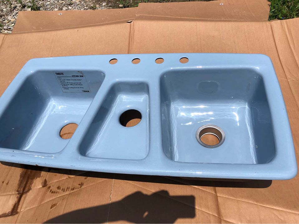Find Discontinued Plumbing Fixtures KOHLER TRIESTE SINK, LIGHT BLUE, NEW,