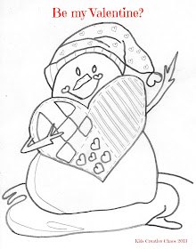Snowman Free Printable Valentines Coloring Pages