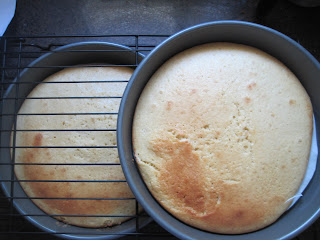 Cakes cooling on racks