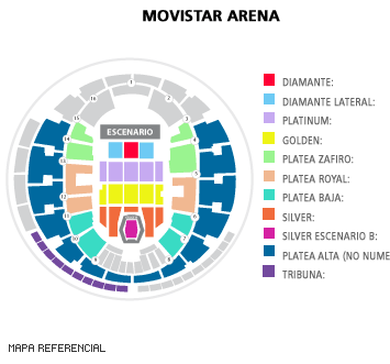 Movistar Arena Mapa de ubicaciones