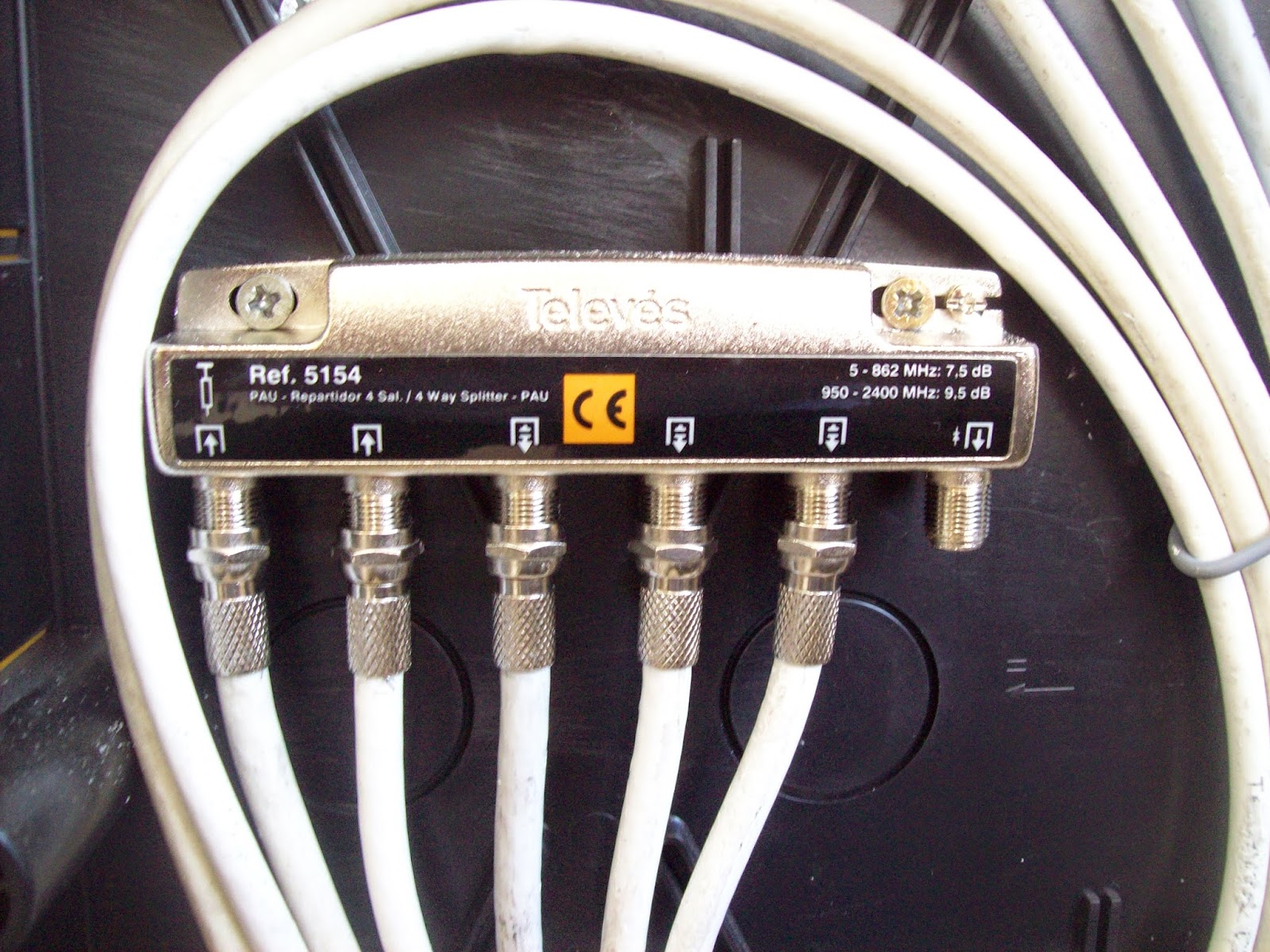 Repartidor De Antena TV 1 A 6 Salidas IEC - Para Cable, TDT O Satélite, Con Paso De Corriente DC