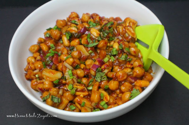 Easy Kung Pao Chickpeas Recipe with peanuts, vegetables, chili paste