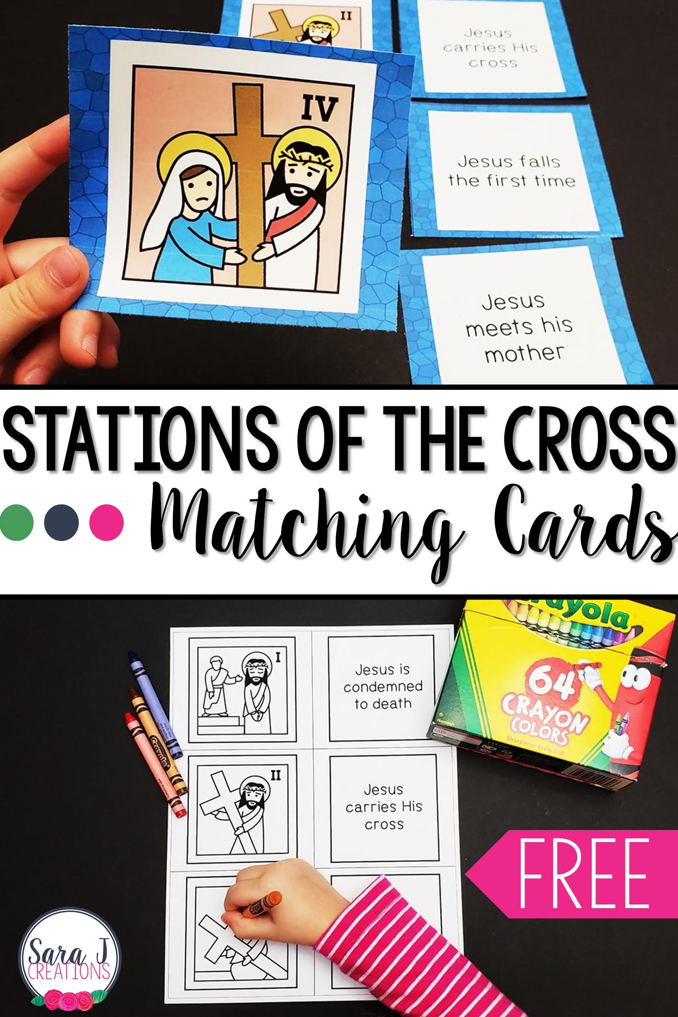 Stations of the Cross Matching Cards Freebie Sara J Creations
