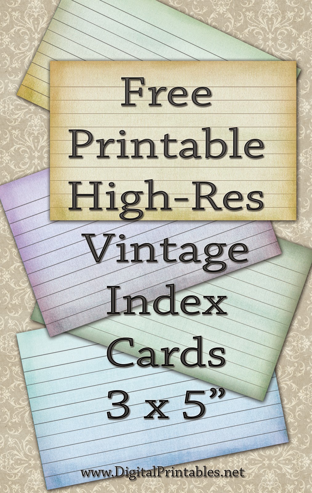 Digital Printables Free Printable Index Cards Vintage Look High Res