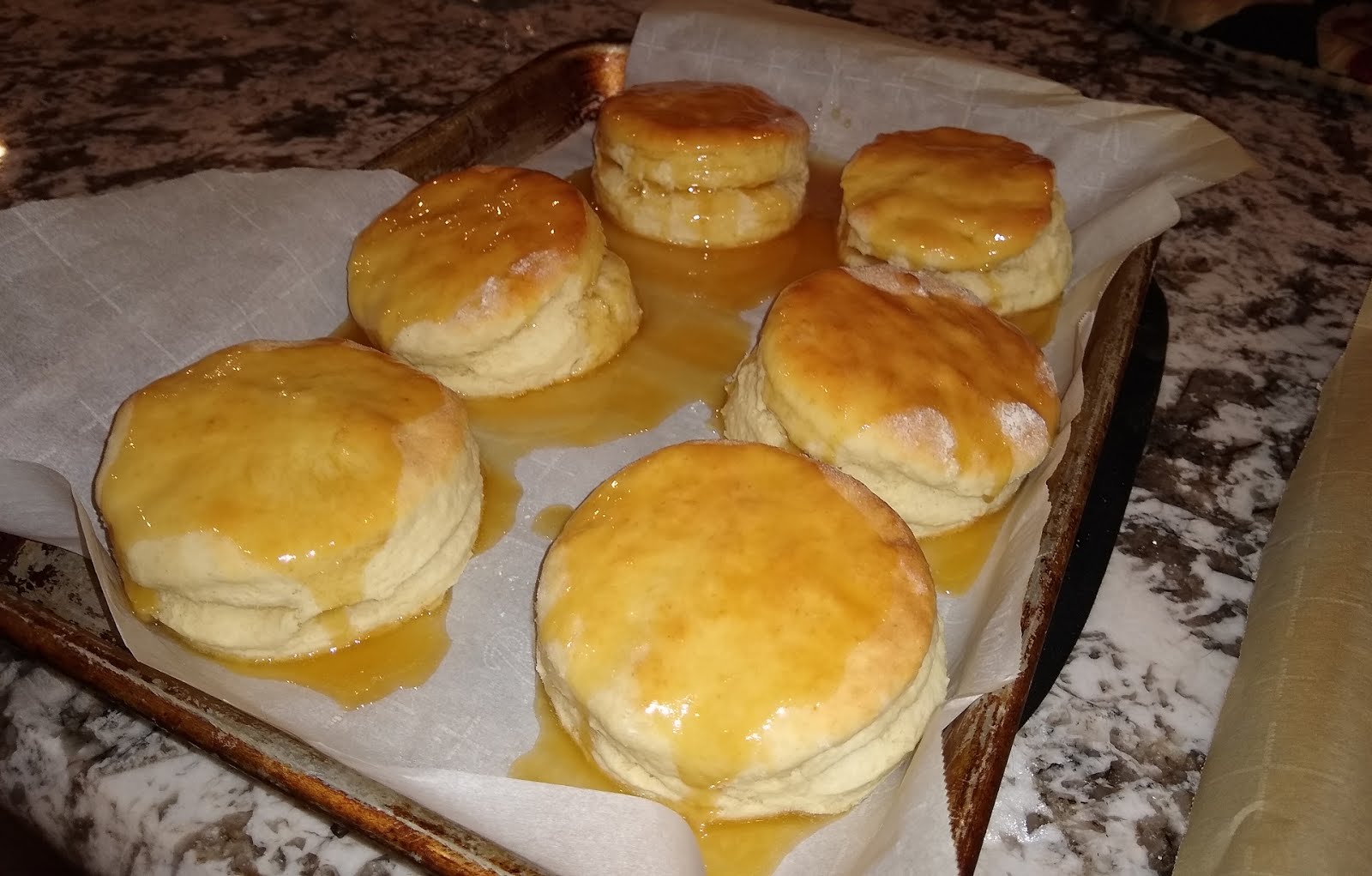 Honey Butter Glazed Biscuits Greens and Machines