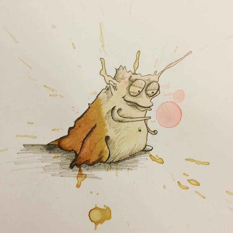 Artist Creates Cute Little Monsters Out Of Coffee Stains