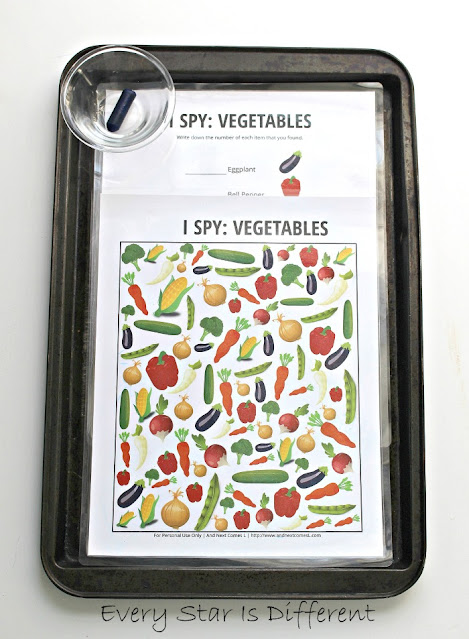 I Spy:  Vegetable activity (free printable)