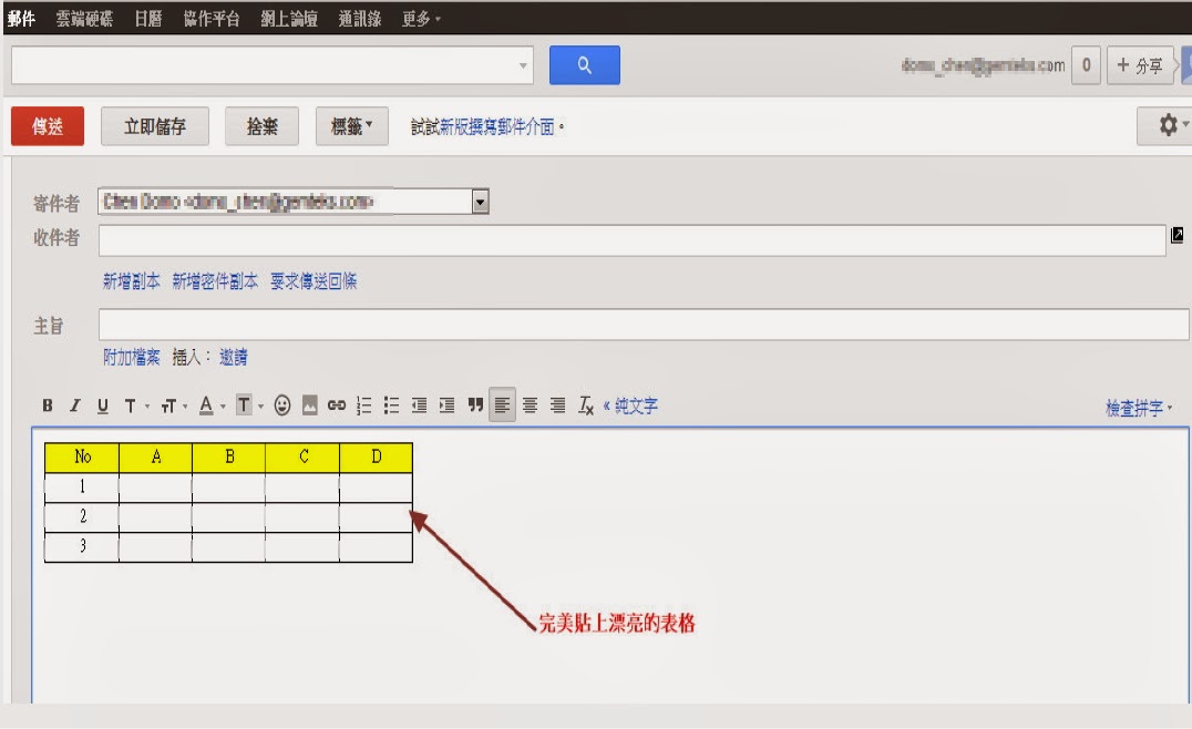 資訊領域 安裝Mail Handler 插件,使Gmail 可以貼上Excel表格