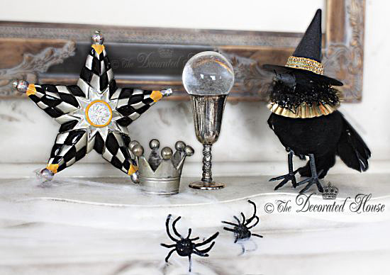 Decorating for Halloween : The Decorated House :: Decorating with Black and White, MacKenzie Child Star and Crows with Hats!