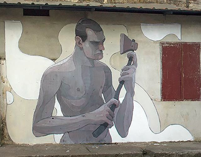 New Street Piece by Spanish Artist ARYZ on the streets of Fort Kochi, India. 2
