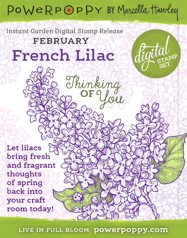 Power Poppy, Instant Garden Digital Stamp Release, French Lilac, February 2015