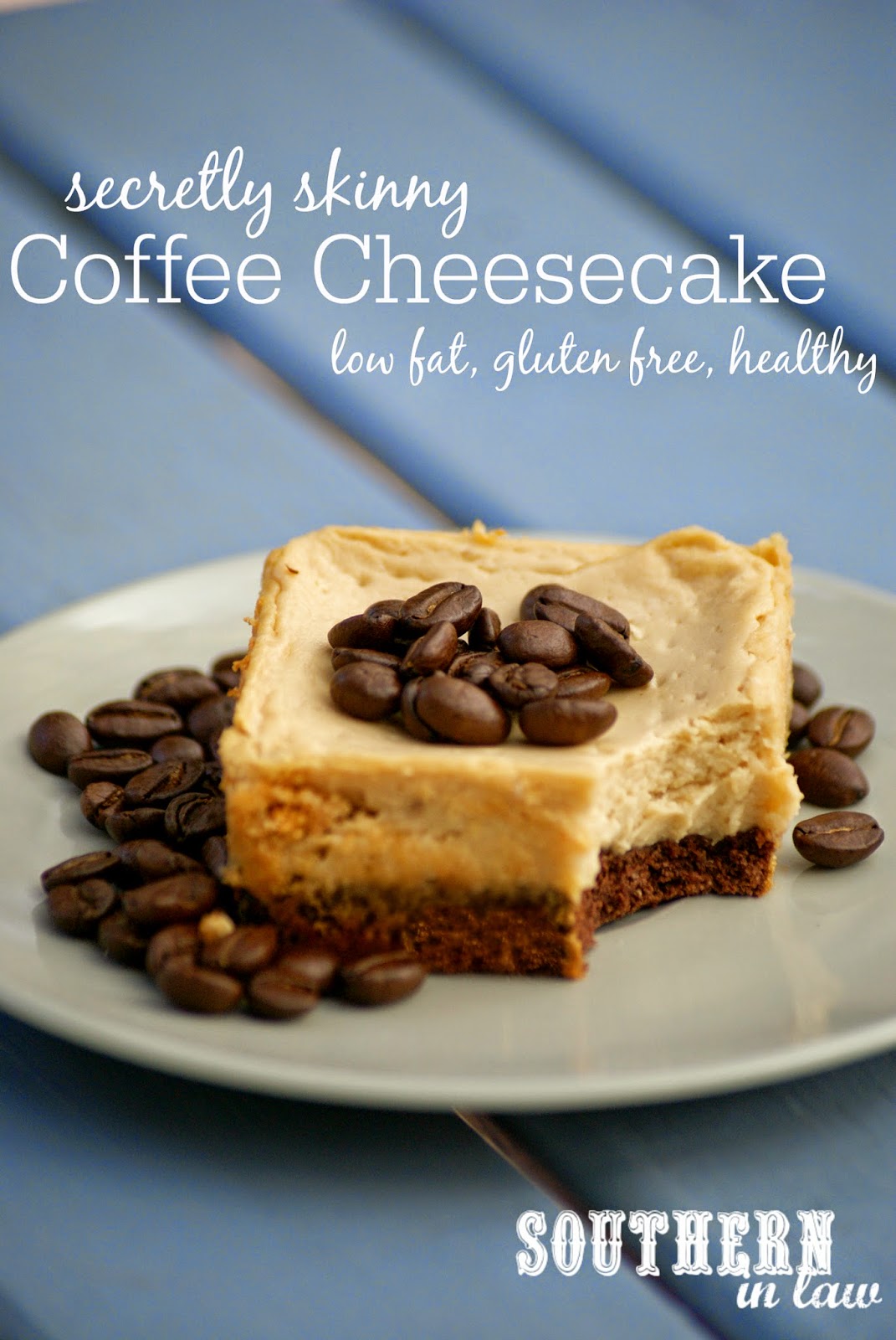 Secretly Skinny Coffee Cheesecake with a Chocolate Cookie Crust Recipe - low fat, gluten free, low sugar, high protein