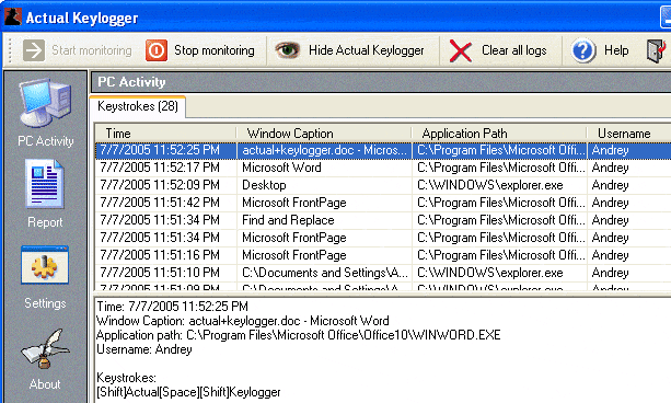 KEYLOGGER SCARICARE