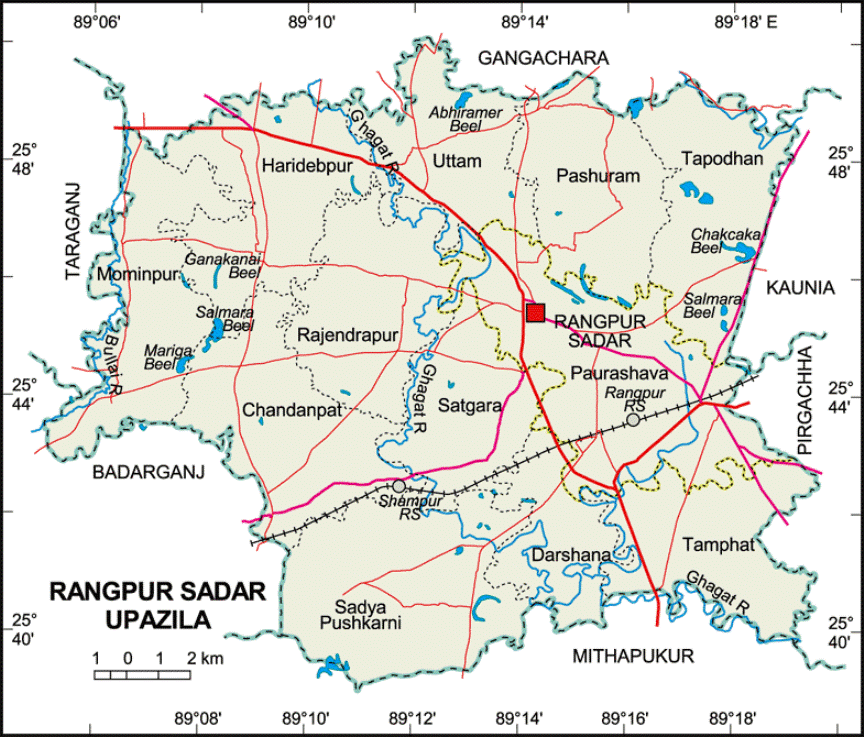 Rangpur Sadar Upazila Map Rangpur District Bangladesh