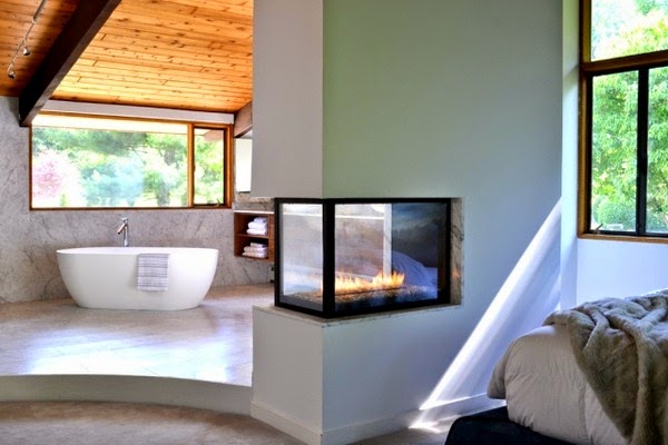 Ideas for bathroom with fireplace of Spa in your own home