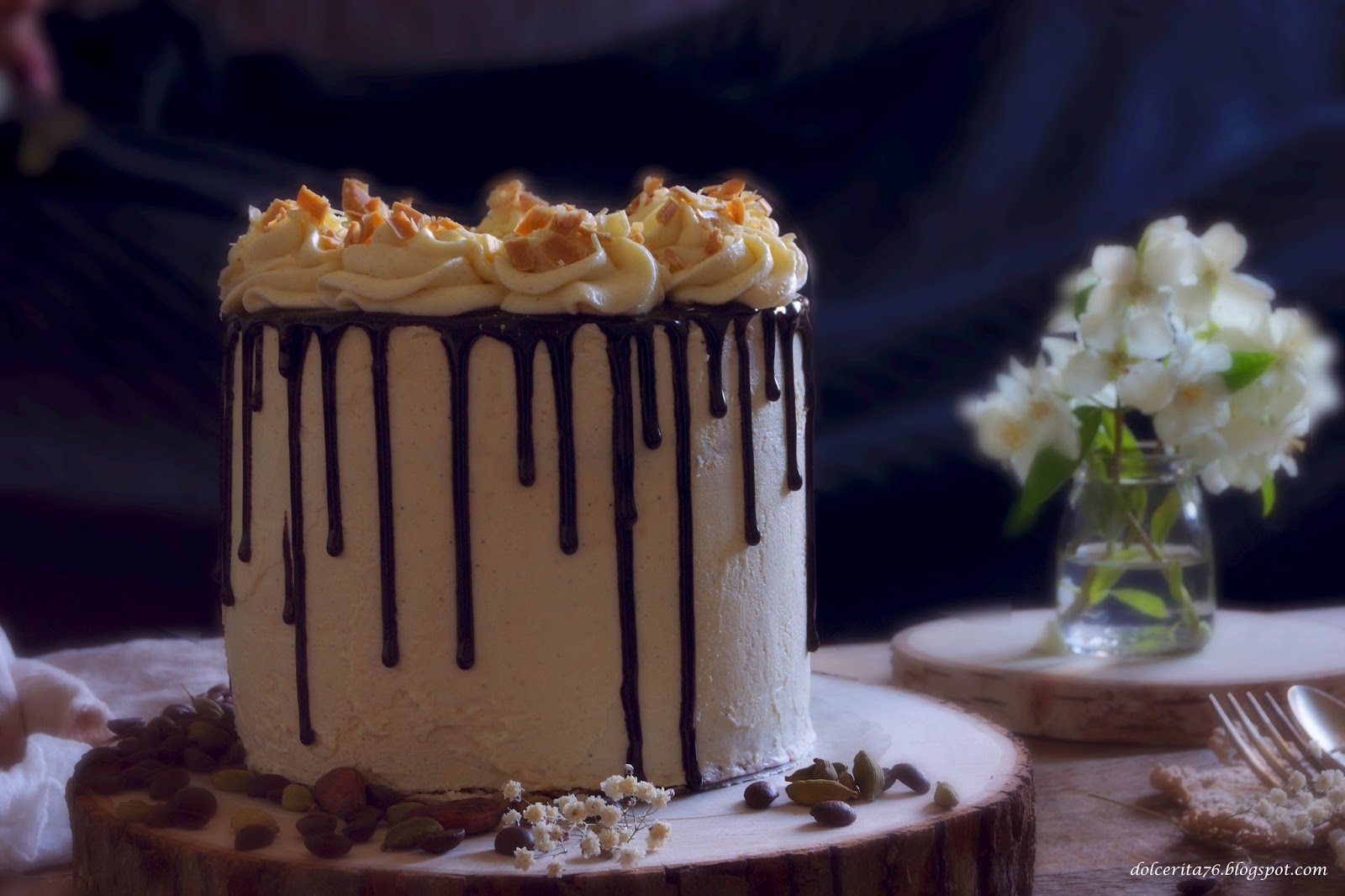 Dolce Rita Coffee Sponge Cake with White Chocolate and Cardamom Ganache!