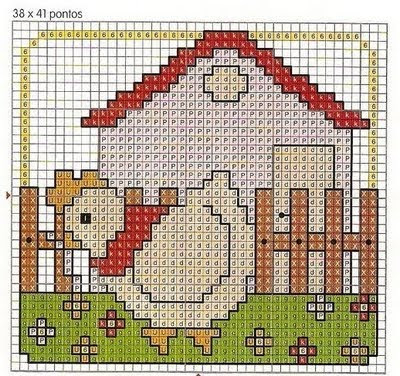 gráfico ponto cruz - galinhas