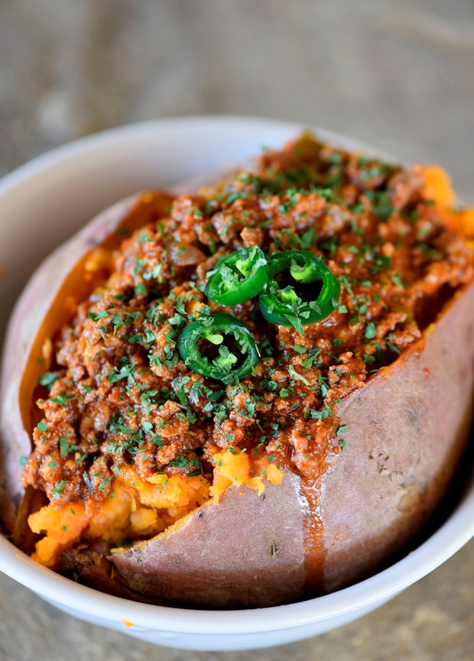 CHILI STUFFED SWEET POTATOES RECIPE indiancookingtime