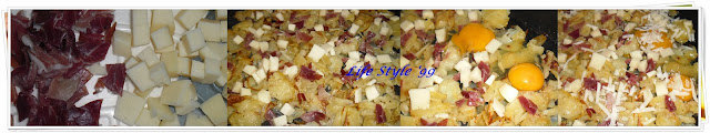 piatto tirolese con speck, uova, formaggio e patate