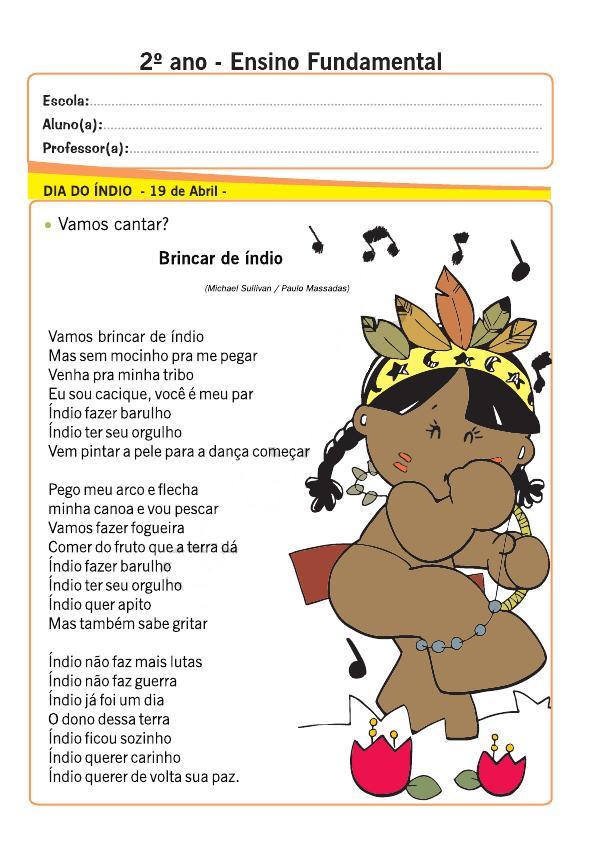 Dia do Indígena Música para imprimir,