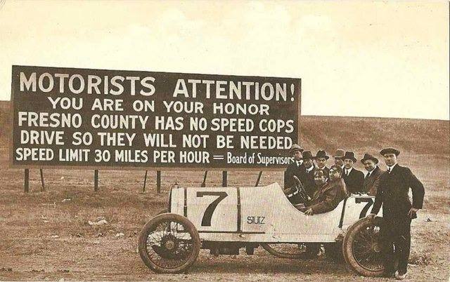 36 Amazing Historical Pictures. #9 Is Unbelievable - 1920s Speed Limit Sign.