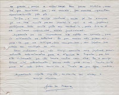  Carta de Joâo da Moura  a Ángel Ribera, 1954 (2)