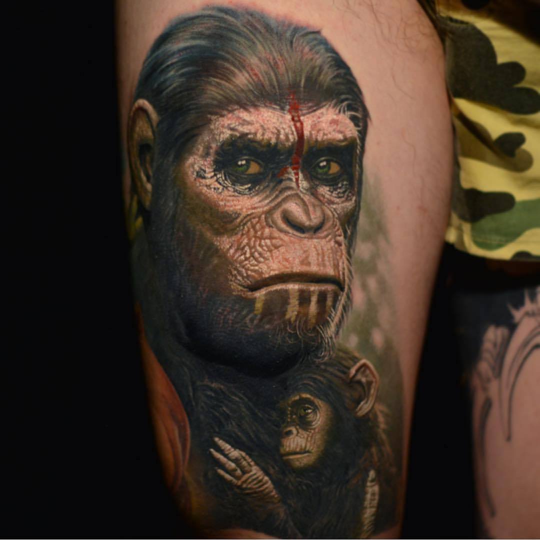 Ceasar from planet of the apes Done by Pedro Van Diesel Northampton UK   rtattoos