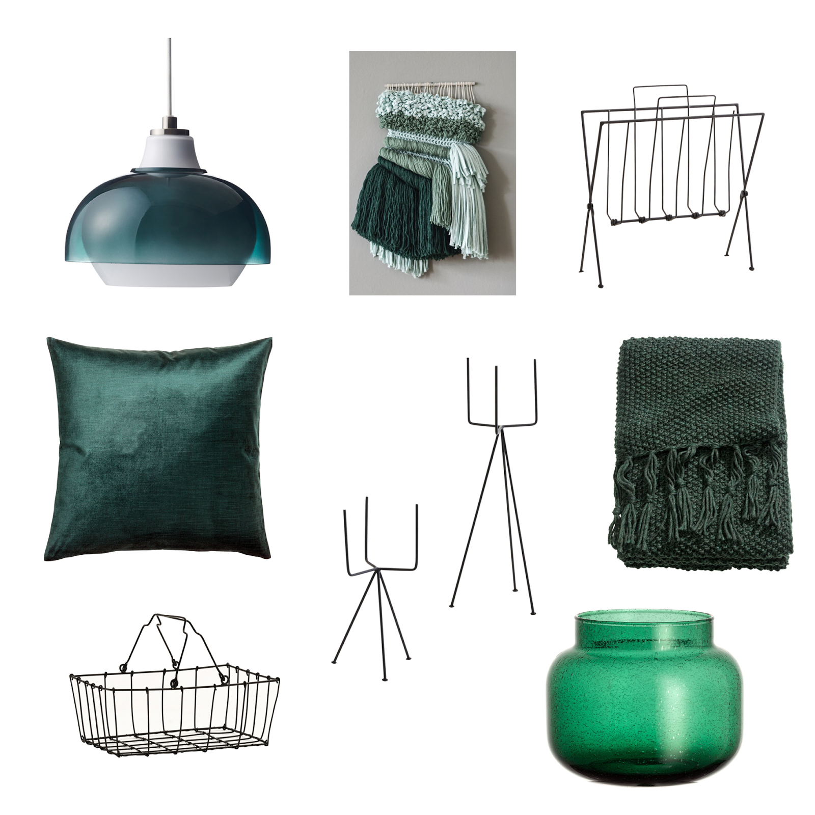 Szmaragdowe dodatki do wnętrz, głęboka zieleń Szmaragdowe dodatki do wnętrz, głęboka zieleń, h and m home, decorolka, h&m, koszyk druciany, prl, dodatki w stylu prl, kwietnik druciany, zielony, zielona poduszka, aksamitna poduszka, koc, pled, makatka na ścianę, kilim, hand made, diy, lampa wisząca, styl skandynawski, kolor roku, trendy na jesień