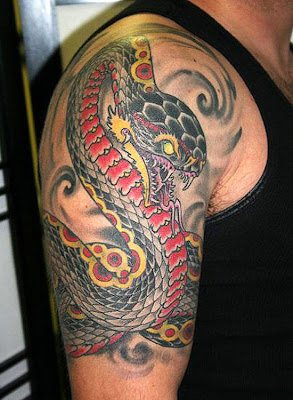 3D Snakes Tattoo on Shoulders