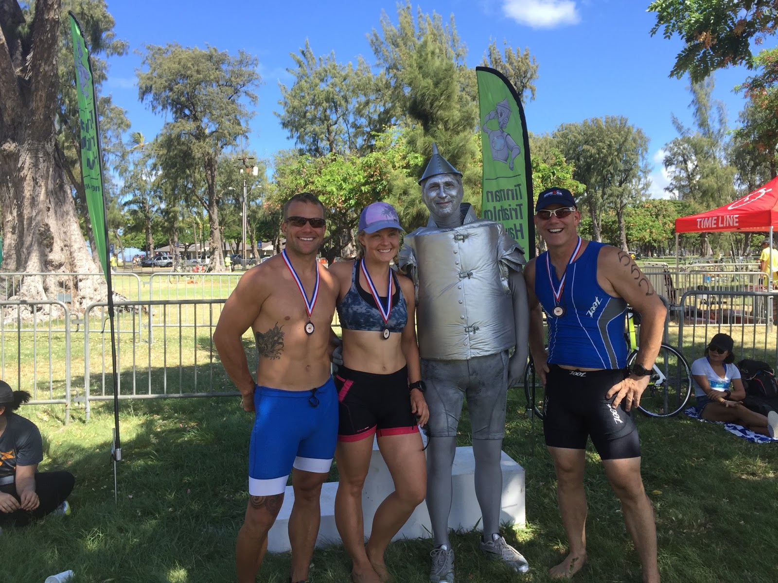 Kelsey in the Rain Honolulu Tinman Triathlon