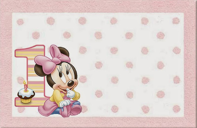 Minnie Primer Año con Lunares: Invitaciones para Imprimir Gratis. Para hacer invitaciones, tarjetas, marcos de fotos o etiquetas, para imprimir gratis de Minnie Primer Año con Lunares.