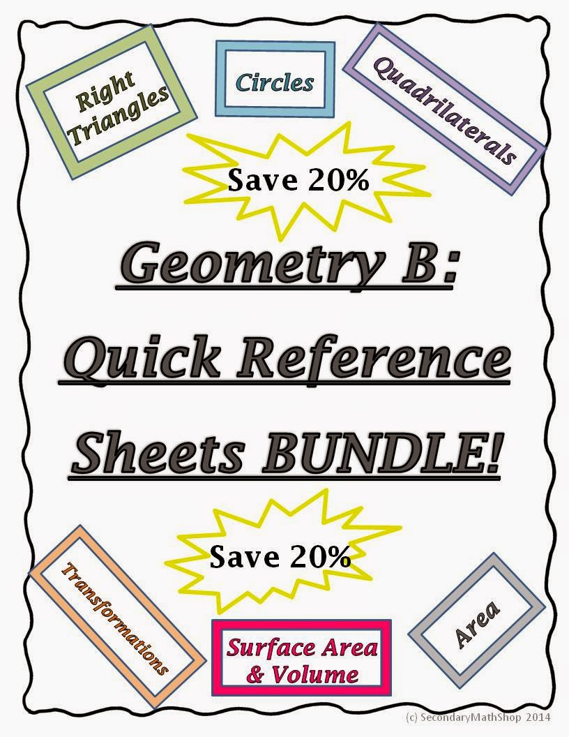 The Spectacular World Of Secondary Math: Quick Reference Sheets - A ...