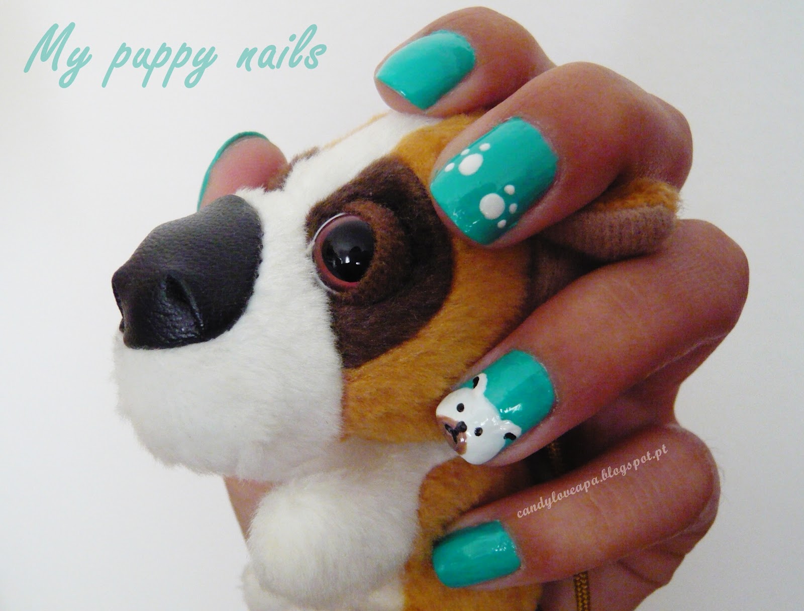 Candy Love Dog/Puppy Nail Art Design