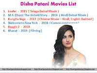 disha patani hindi telugu chinese movies, indian celebrity all movies list photo for fans