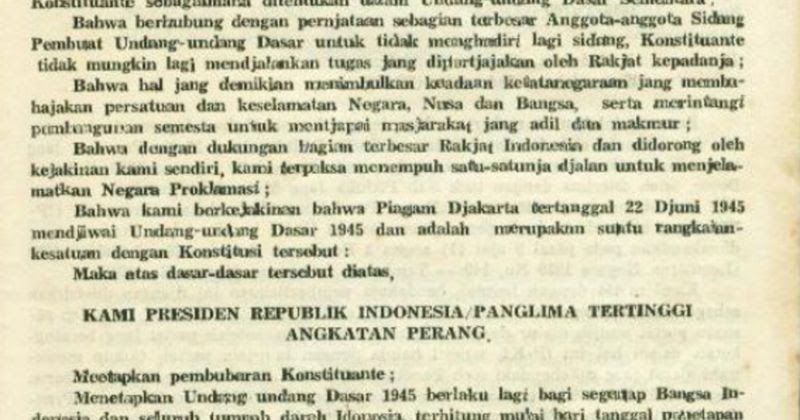 Latar Belakang Imbas Dan Isi Dekrit Presiden 5 Juli 1959 Semua Ada Latar Belakang Imbas Dan Isi Dekrit Presiden 5 Juli 1959 Semua Ada