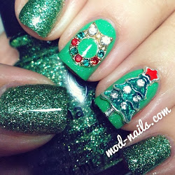 christmas 3d nails wreath tree december