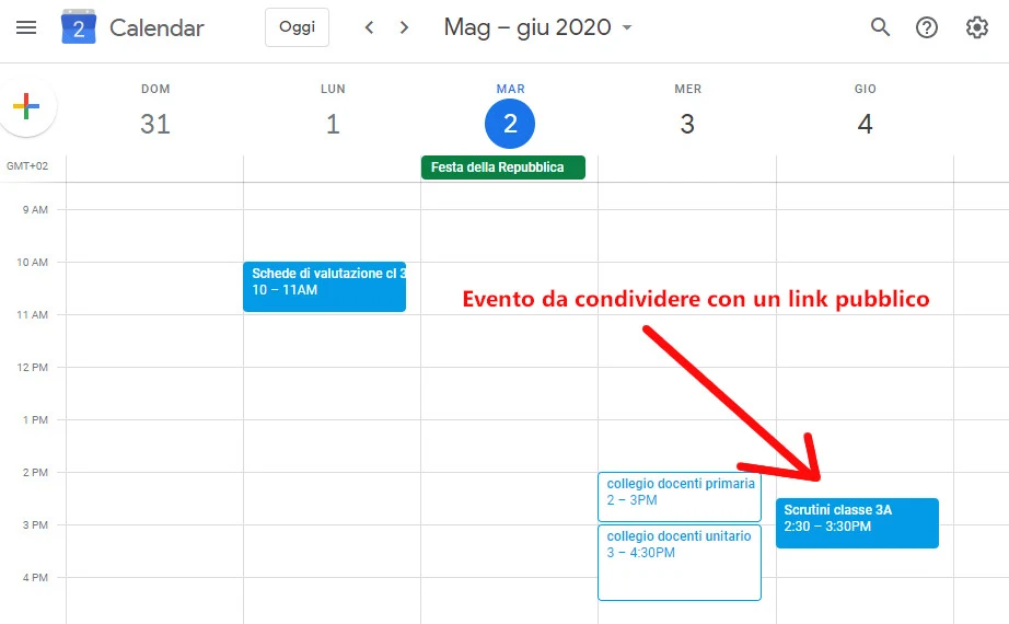 Evento Google Calendar da condividere