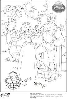 snow white and the prince picnic coloring pages