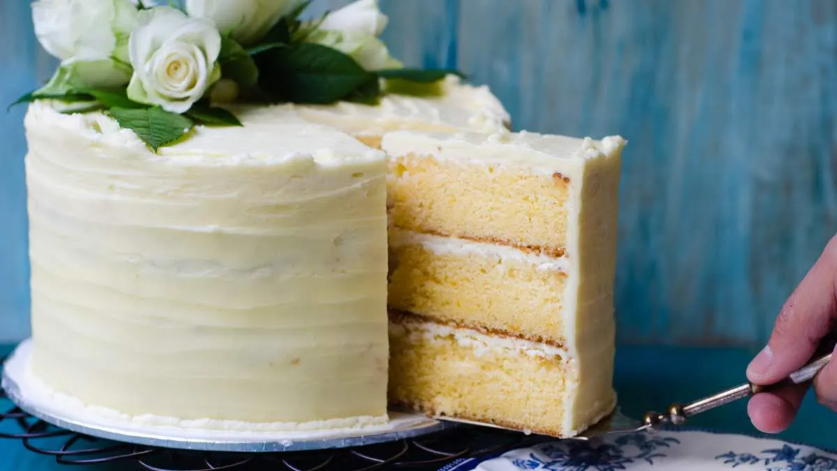 A slice of Lemon and Elderflower Cake photo