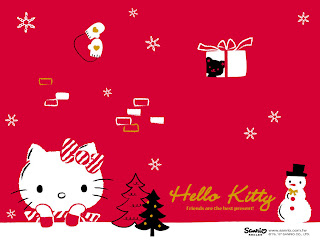 Hello Kitty Christmas desktop wallpaper background 1024x768