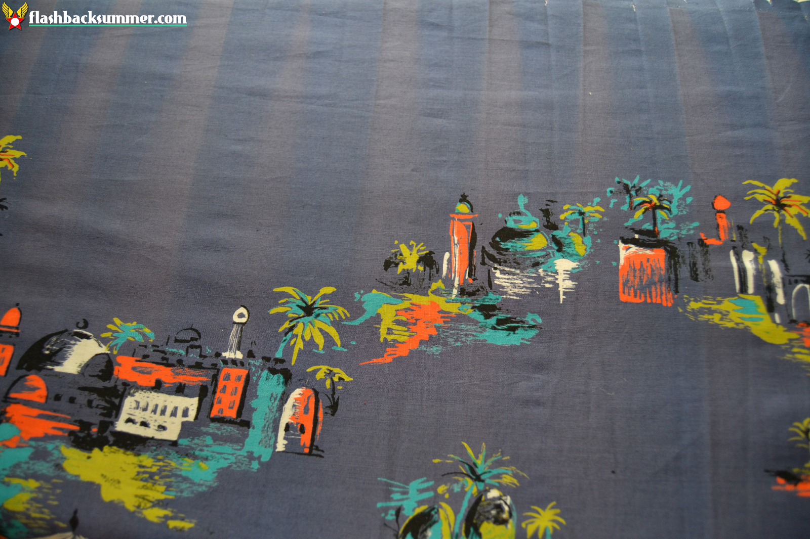 Flashback Summer: Middle East Novelty Skirt Refashion Deets -  Casbah - 1950s arabian mosque village novelty print