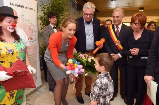 Visit of Prince Laurent and Princess Claire to the pediatric department of the Hospital "la Citadelle" of Liège