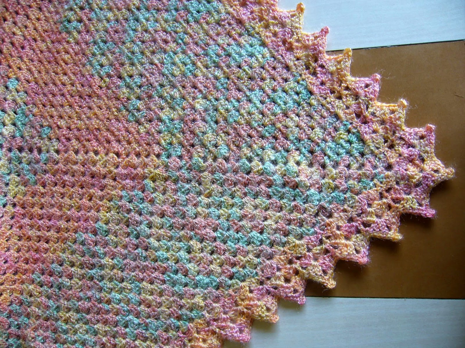 crochet rainbow triangle shawl