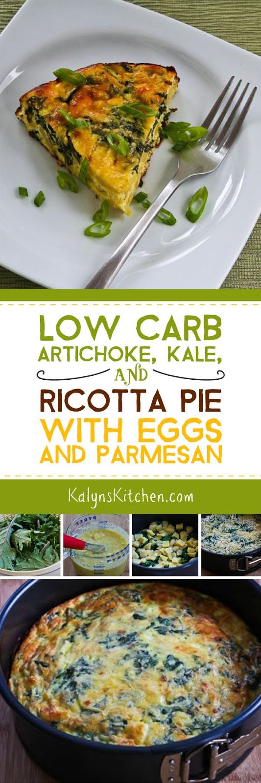 LowCarb Artichoke, Kale, and Ricotta Pie with Eggs and Parmesan