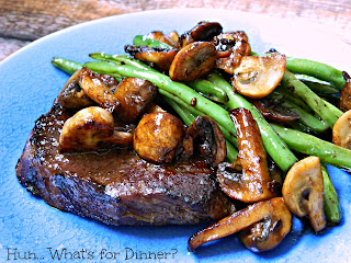 Steak with Mushrooms and Green Beans  from Hun...What's for Dinner?