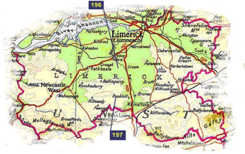 Limerick County Map Area - Map of Ireland City Regional Political